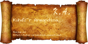 Kuhár Armandina névjegykártya